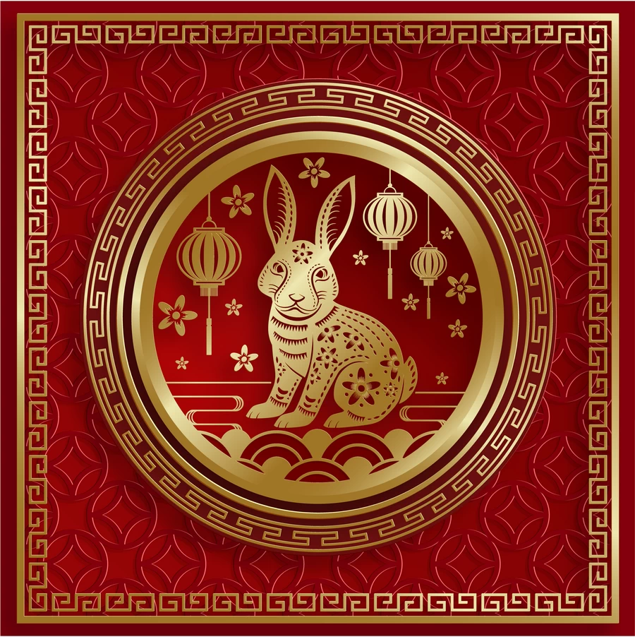 2023兔年中国风新年春节剪纸风节日宣传插画海报背景展板AI素材【084】